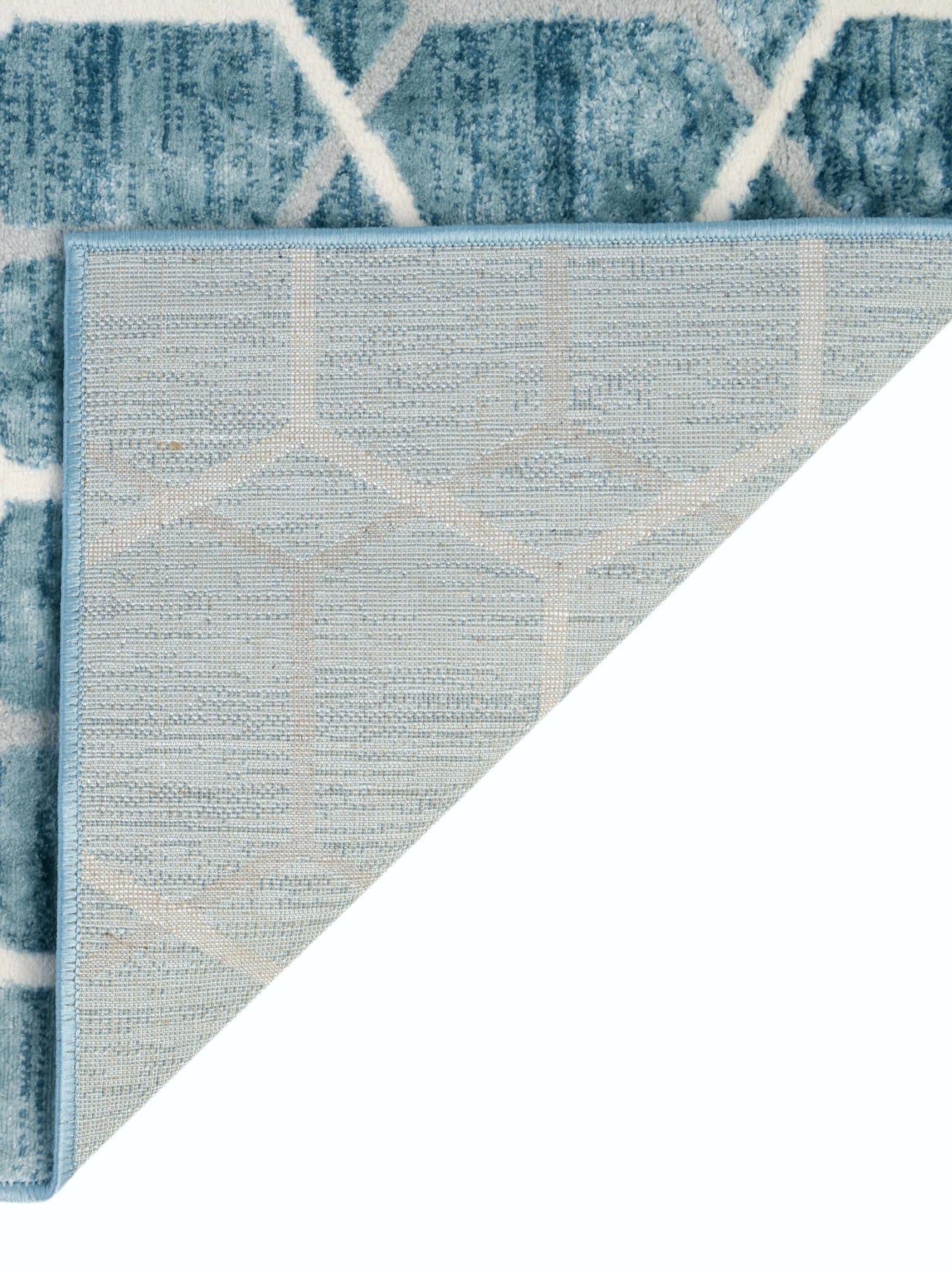 Blue 5' 3 x 5' 3 Matrix Trellis Square Area Rug 100% Polyester Geometric Pattern Modern Carpet for Living, Dining, Bedroom, Office for Sale at Rug Engine