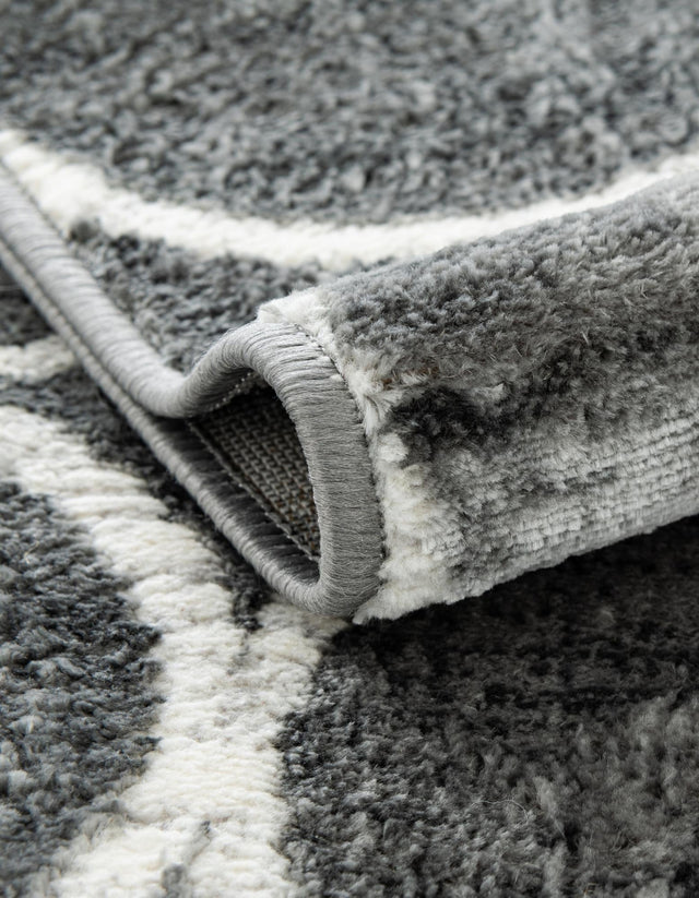 Gray 5' 3 x 5' 3 Matrix Trellis Octagon Area Rug 100% Polyester Geometric Pattern Modern Carpet for Living, Dining, Bedroom, Office for Sale at Rug Engine