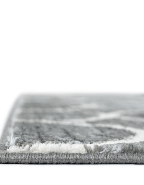 Gray 5' 3 x 5' 3 Matrix Trellis Octagon Area Rug 100% Polyester Geometric Pattern Modern Carpet for Living, Dining, Bedroom, Office for Sale at Rug Engine