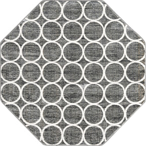 Gray 5' 3 x 5' 3 Matrix Trellis Octagon Area Rug 100% Polyester Geometric Pattern Modern Carpet for Living, Dining, Bedroom, Office for Sale at Rug Engine