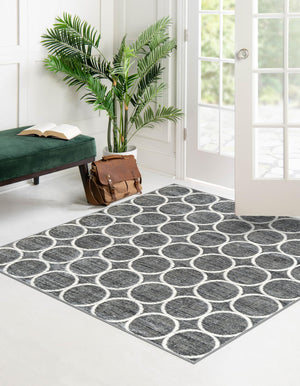 Gray 6' 1 x 6' 1 Matrix Trellis Square Area Rug 100% Polyester Geometric Pattern Modern Carpet for Living, Dining, Bedroom, Office for Sale at Rug Engine