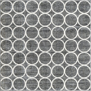 Gray 5' 3 x 5' 3 Matrix Trellis Square Area Rug 100% Polyester Geometric Pattern Modern Carpet for Living, Dining, Bedroom, Office for Sale at Rug Engine