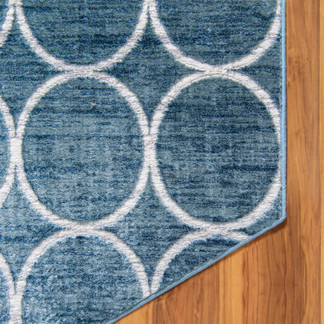 Blue 5' 3 x 5' 3 Matrix Trellis Octagon Area Rug 100% Polyester Geometric Pattern Modern Carpet for Living, Dining, Bedroom, Office for Sale at Rug Engine
