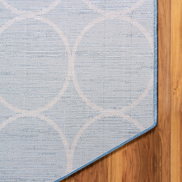 Blue 5' 3 x 5' 3 Matrix Trellis Octagon Area Rug 100% Polyester Geometric Pattern Modern Carpet for Living, Dining, Bedroom, Office for Sale at Rug Engine
