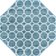 Blue 5' 3 x 5' 3 Matrix Trellis Octagon Area Rug 100% Polyester Geometric Pattern Modern Carpet for Living, Dining, Bedroom, Office for Sale at Rug Engine