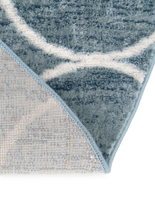 Blue 5' 3 x 8' Matrix Trellis Oval Area Rug 100% Polyester Geometric Pattern Modern Carpet for Living, Dining, Bedroom, Office for Sale at Rug Engine