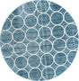 Blue 7' x 7' Matrix Trellis Round Area Rug 100% Polyester Geometric Pattern Modern Carpet for Living, Dining, Bedroom, Office for Sale at Rug Engine