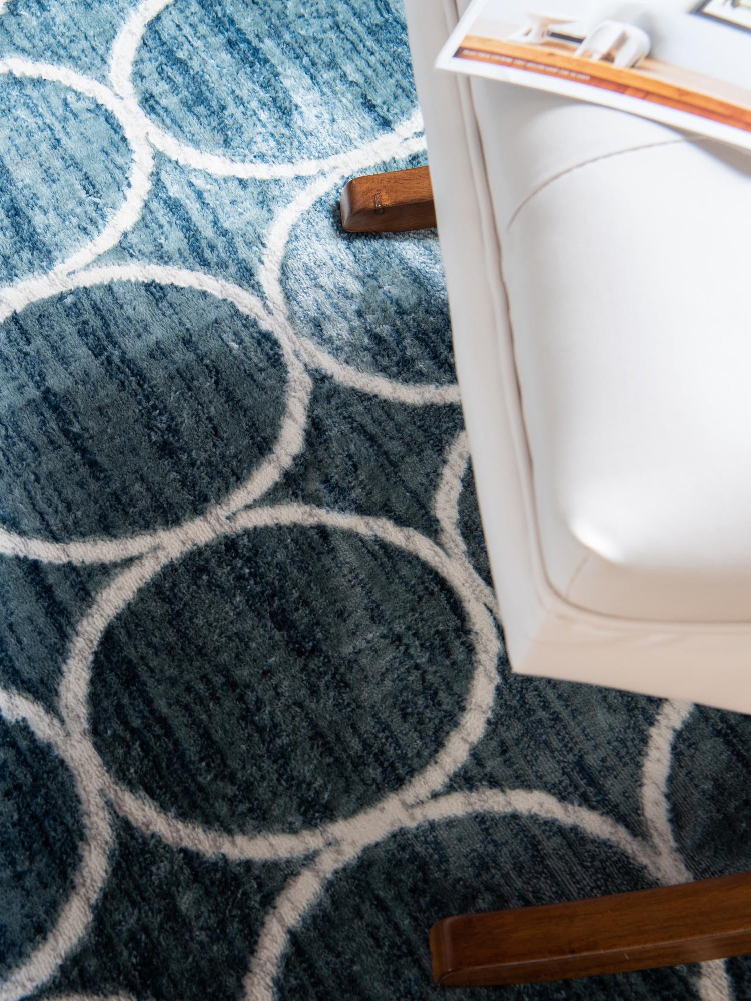 Blue 5' 3 x 5' 3 Matrix Trellis Square Area Rug 100% Polyester Geometric Pattern Modern Carpet for Living, Dining, Bedroom, Office for Sale at Rug Engine