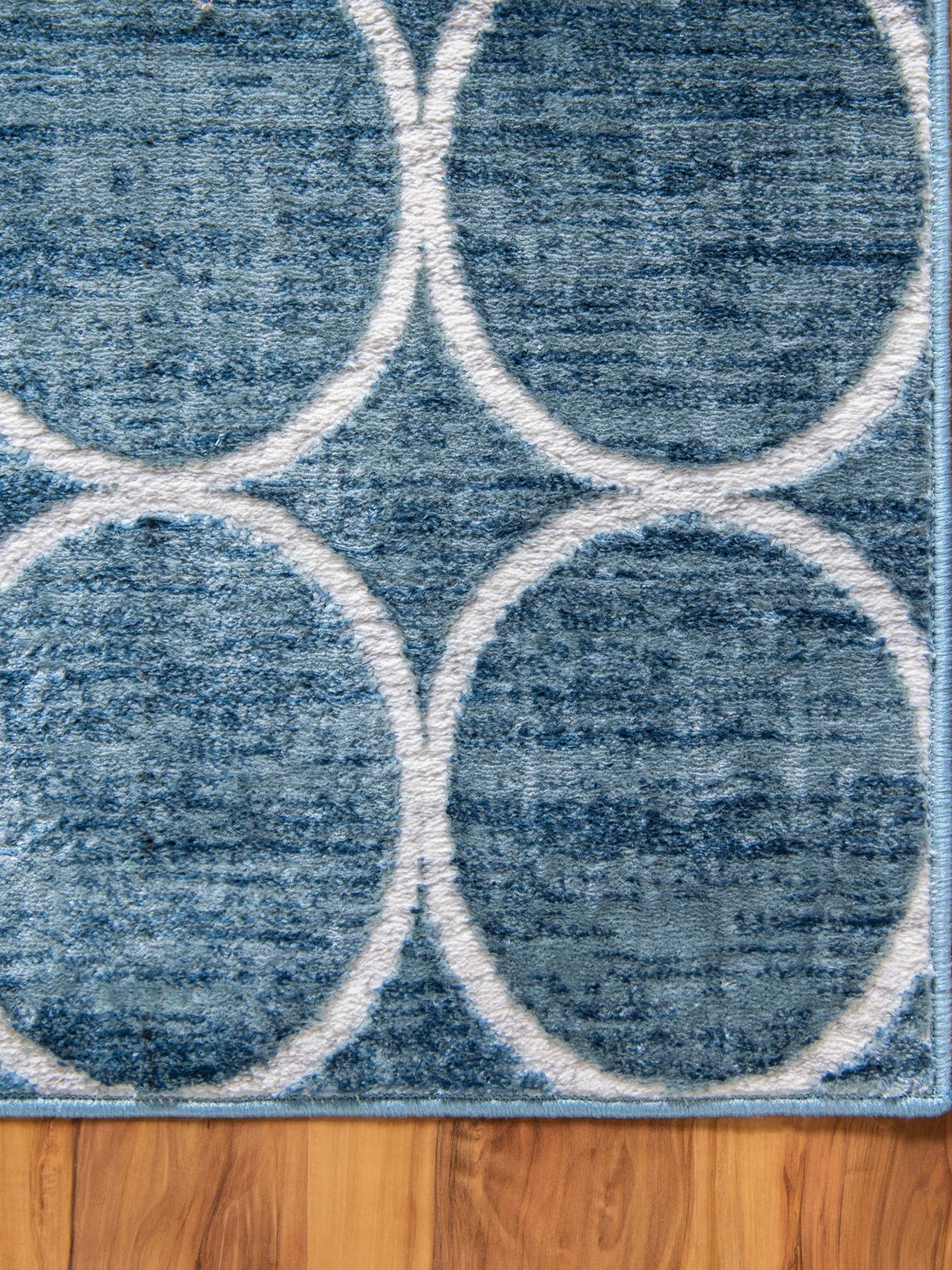 Blue 5' 3 x 5' 3 Matrix Trellis Square Area Rug 100% Polyester Geometric Pattern Modern Carpet for Living, Dining, Bedroom, Office for Sale at Rug Engine