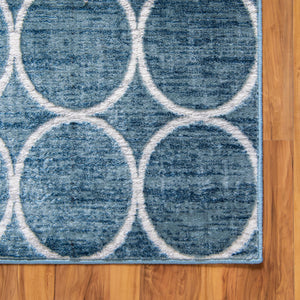 Blue 5' 3 x 5' 3 Matrix Trellis Square Area Rug 100% Polyester Geometric Pattern Modern Carpet for Living, Dining, Bedroom, Office for Sale at Rug Engine