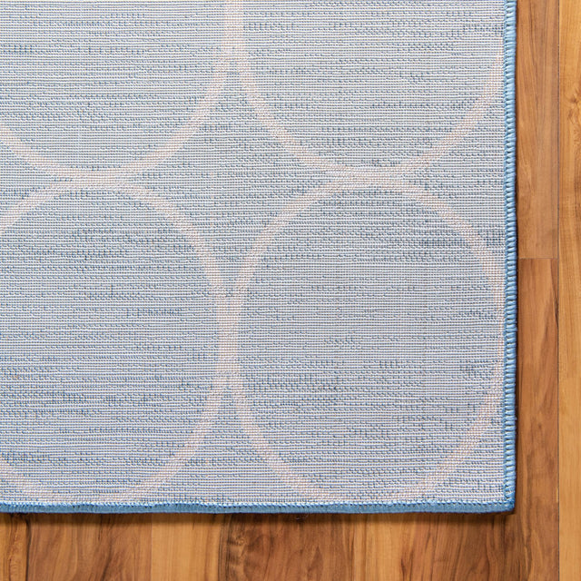 Blue 7' x 7' Matrix Trellis Square Area Rug 100% Polyester Geometric Pattern Modern Carpet for Living, Dining, Bedroom, Office for Sale at Rug Engine
