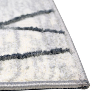 White 5' 3 x 5' 3 Matrix Trellis Octagon Area Rug 100% Polyester Geometric Pattern Modern Carpet for Living, Dining, Bedroom, Office for Sale at Rug Engine