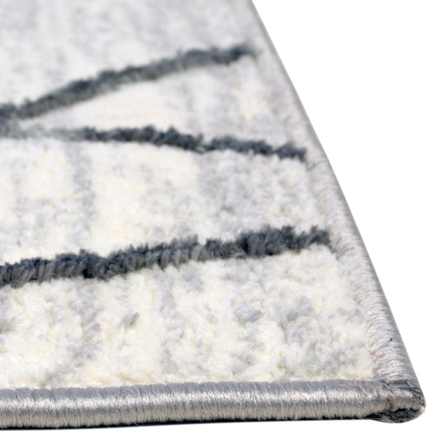 White 5' 3 x 5' 3 Matrix Trellis Octagon Area Rug 100% Polyester Geometric Pattern Modern Carpet for Living, Dining, Bedroom, Office for Sale at Rug Engine