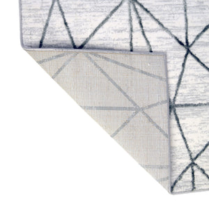 White 5' 3 x 5' 3 Matrix Trellis Octagon Area Rug 100% Polyester Geometric Pattern Modern Carpet for Living, Dining, Bedroom, Office for Sale at Rug Engine