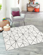 White 5' 3 x 5' 3 Matrix Trellis Square Area Rug 100% Polyester Geometric Pattern Modern Carpet for Living, Dining, Bedroom, Office for Sale at Rug Engine