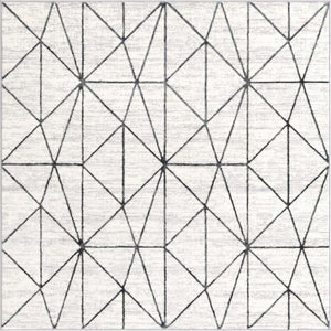 White 5' 3 x 5' 3 Matrix Trellis Square Area Rug 100% Polyester Geometric Pattern Modern Carpet for Living, Dining, Bedroom, Office for Sale at Rug Engine