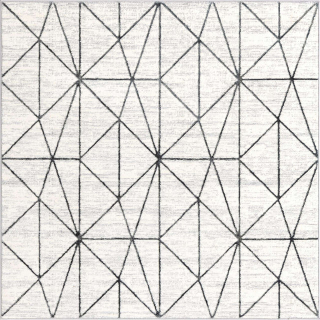 White 5' 3 x 5' 3 Matrix Trellis Square Area Rug 100% Polyester Geometric Pattern Modern Carpet for Living, Dining, Bedroom, Office for Sale at Rug Engine
