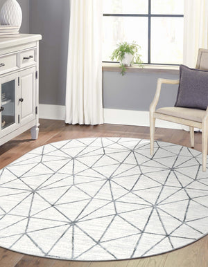 White 5' 3 x 8' Matrix Trellis Oval Area Rug 100% Polyester Geometric Pattern Modern Carpet for Living, Dining, Bedroom, Office for Sale at Rug Engine