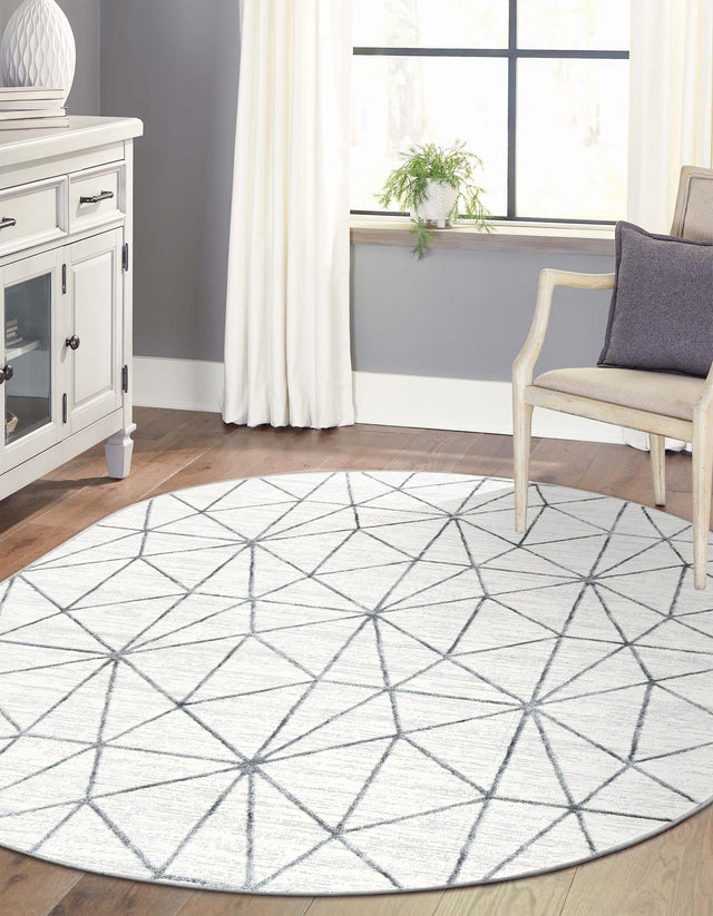 White 5' 3 x 8' Matrix Trellis Oval Area Rug 100% Polyester Geometric Pattern Modern Carpet for Living, Dining, Bedroom, Office for Sale at Rug Engine