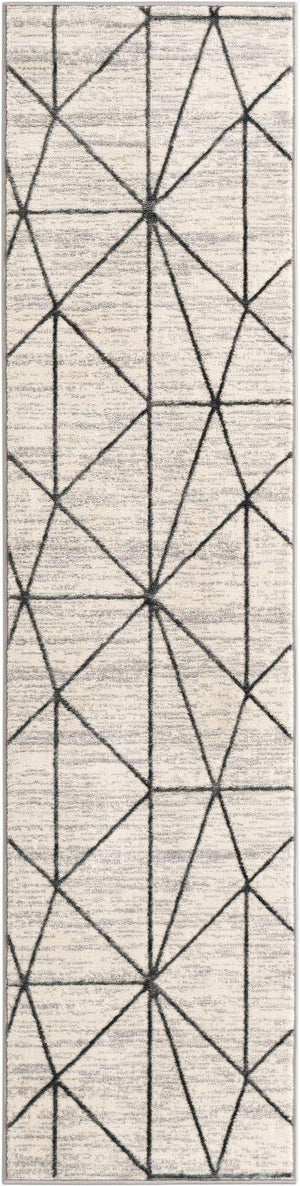 White 2' x 8' Matrix Trellis Runner Area Rug 100% Polyester Geometric Pattern Modern Carpet for Living, Dining, Bedroom, Office for Sale at Rug Engine