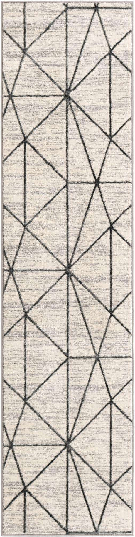 White 2' x 8' Matrix Trellis Runner Area Rug 100% Polyester Geometric Pattern Modern Carpet for Living, Dining, Bedroom, Office for Sale at Rug Engine