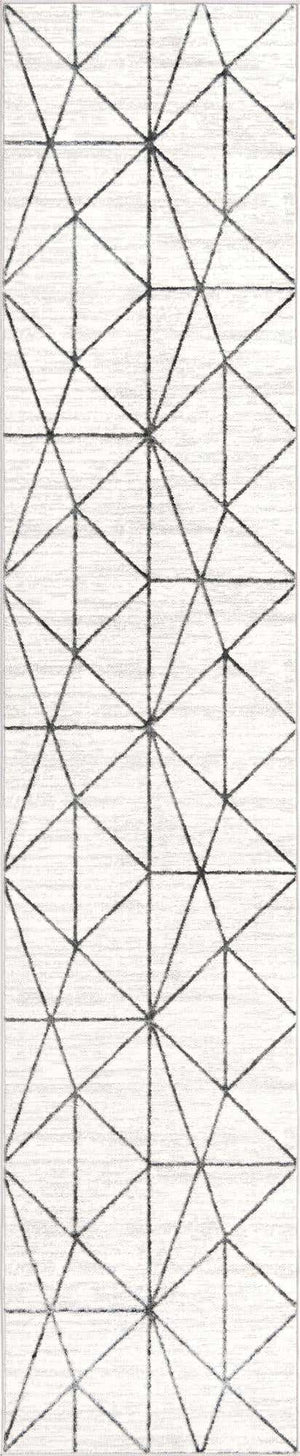 White 2' 7 x 13' Matrix Trellis Runner Area Rug 100% Polyester Geometric Pattern Modern Carpet for Living, Dining, Bedroom, Office for Sale at Rug Engine