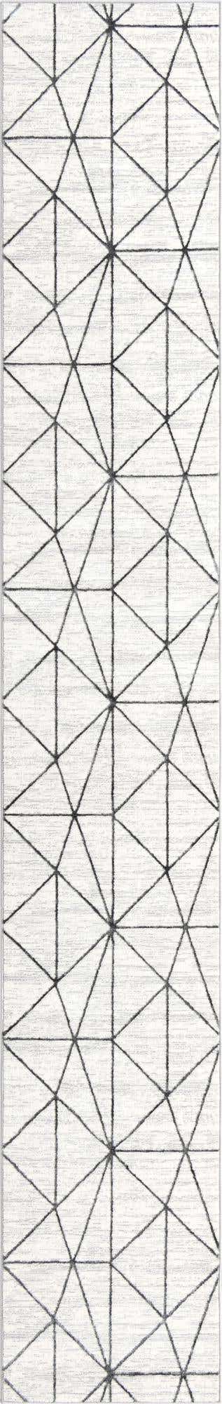 White 2' 7 x 16' 5 Matrix Trellis Runner Area Rug 100% Polyester Geometric Pattern Modern Carpet for Living, Dining, Bedroom, Office for Sale at Rug Engine