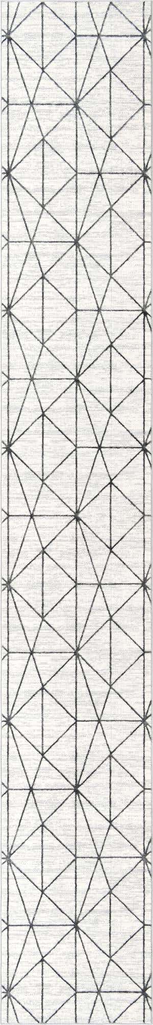 White 2' 11 x 19' 8 Matrix Trellis Runner Area Rug 100% Polyester Geometric Pattern Modern Carpet for Living, Dining, Bedroom, Office for Sale at Rug Engine