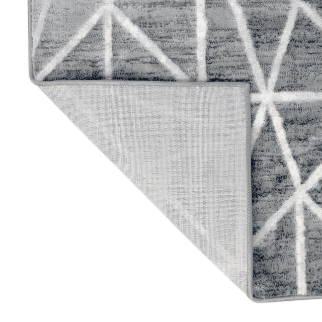 Gray 5' 3 x 5' 3 Matrix Trellis Octagon Area Rug 100% Polyester Geometric Pattern Modern Carpet for Living, Dining, Bedroom, Office for Sale at Rug Engine