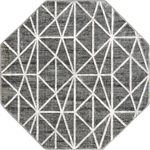 Gray 5' 3 x 5' 3 Matrix Trellis Octagon Area Rug 100% Polyester Geometric Pattern Modern Carpet for Living, Dining, Bedroom, Office for Sale at Rug Engine