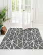 Gray 5' 3 x 5' 3 Matrix Trellis Square Area Rug 100% Polyester Geometric Pattern Modern Carpet for Living, Dining, Bedroom, Office for Sale at Rug Engine