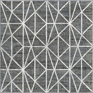 Gray 5' 3 x 5' 3 Matrix Trellis Square Area Rug 100% Polyester Geometric Pattern Modern Carpet for Living, Dining, Bedroom, Office for Sale at Rug Engine