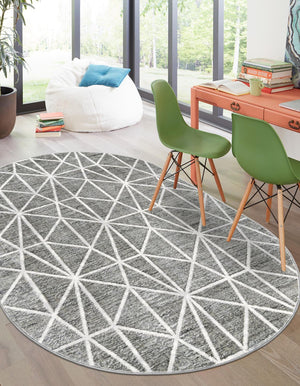 Gray 5' 3 x 8' Matrix Trellis Oval Area Rug 100% Polyester Geometric Pattern Modern Carpet for Living, Dining, Bedroom, Office for Sale at Rug Engine