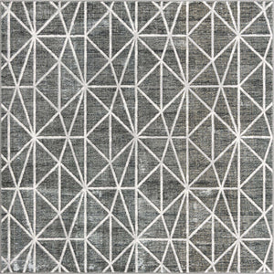 Gray 7' x 7' Matrix Trellis Square Area Rug 100% Polyester Geometric Pattern Modern Carpet for Living, Dining, Bedroom, Office for Sale at Rug Engine