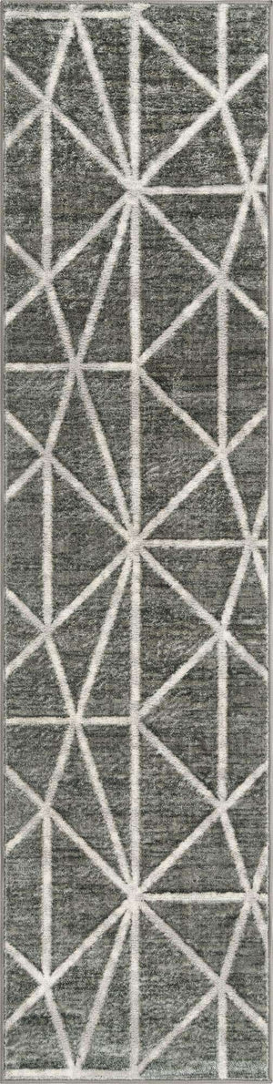 Gray 2' x 8' Matrix Trellis Runner Area Rug 100% Polyester Geometric Pattern Modern Carpet for Living, Dining, Bedroom, Office for Sale at Rug Engine