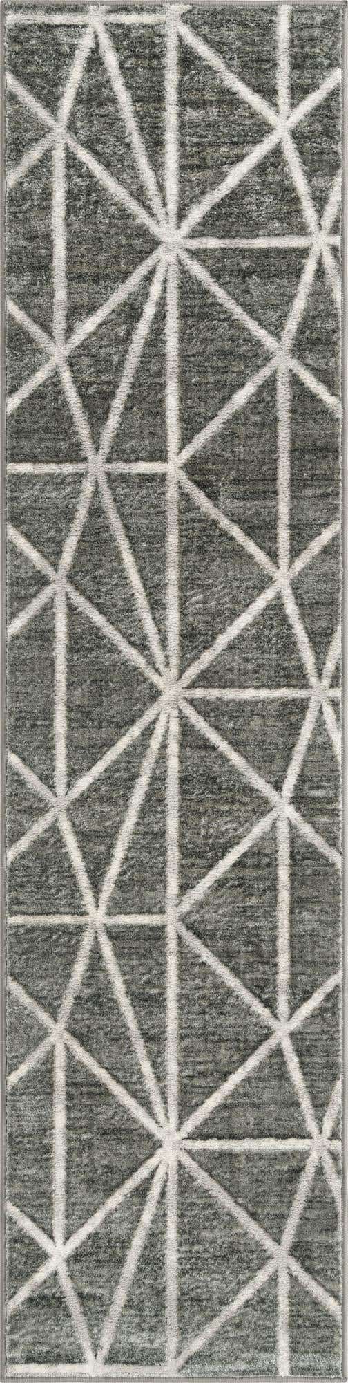 Gray 2' x 8' Matrix Trellis Runner Area Rug 100% Polyester Geometric Pattern Modern Carpet for Living, Dining, Bedroom, Office for Sale at Rug Engine