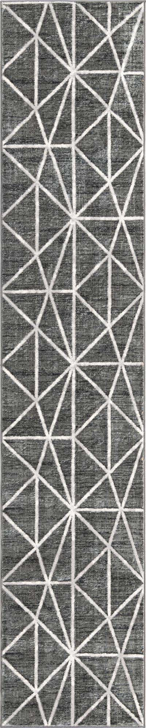 Gray 2' 7 x 13' Matrix Trellis Runner Area Rug 100% Polyester Geometric Pattern Modern Carpet for Living, Dining, Bedroom, Office for Sale at Rug Engine
