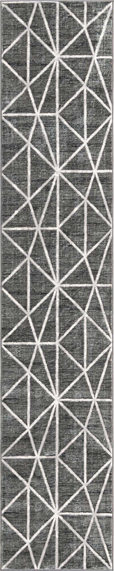 Gray 2' 7 x 13' Matrix Trellis Runner Area Rug 100% Polyester Geometric Pattern Modern Carpet for Living, Dining, Bedroom, Office for Sale at Rug Engine