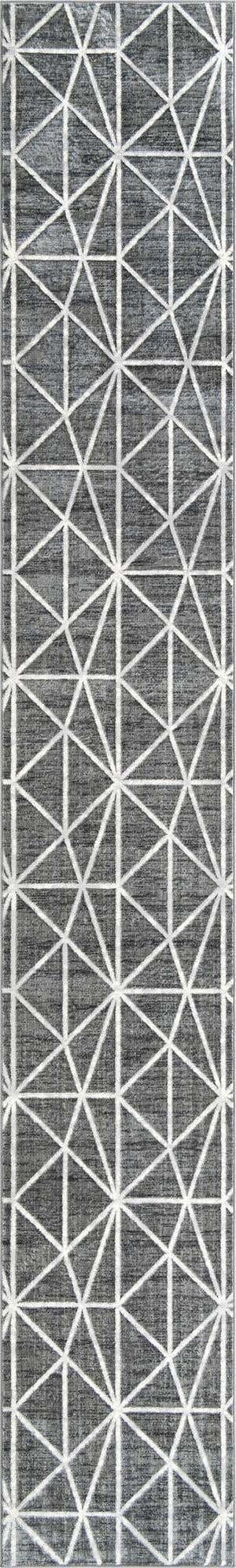 Gray 2' 11 x 19' 8 Matrix Trellis Runner Area Rug 100% Polyester Geometric Pattern Modern Carpet for Living, Dining, Bedroom, Office for Sale at Rug Engine