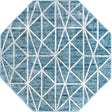 Blue 5' 3 x 5' 3 Matrix Trellis Octagon Area Rug 100% Polyester Geometric Pattern Modern Carpet for Living, Dining, Bedroom, Office for Sale at Rug Engine