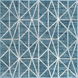 Blue 5' 3 x 5' 3 Matrix Trellis Square Area Rug 100% Polyester Geometric Pattern Modern Carpet for Living, Dining, Bedroom, Office for Sale at Rug Engine
