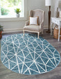 Blue 5' 3 x 8' Matrix Trellis Oval Area Rug 100% Polyester Geometric Pattern Modern Carpet for Living, Dining, Bedroom, Office for Sale at Rug Engine
