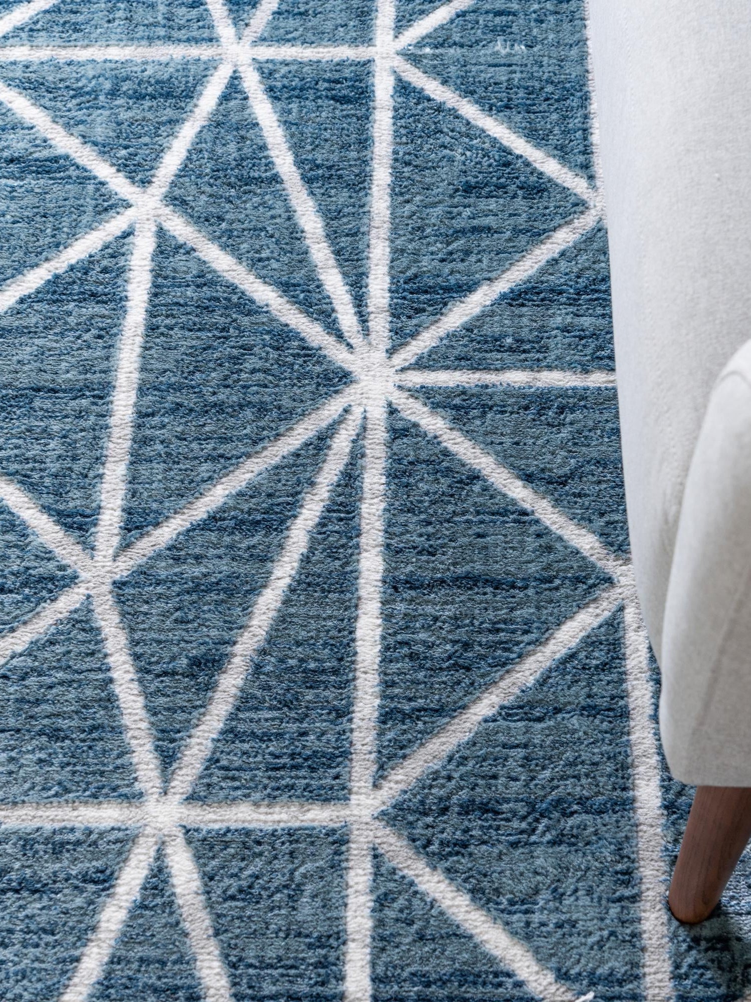 Blue 7' x 7' Matrix Trellis Square Area Rug 100% Polyester Geometric Pattern Modern Carpet for Living, Dining, Bedroom, Office for Sale at Rug Engine