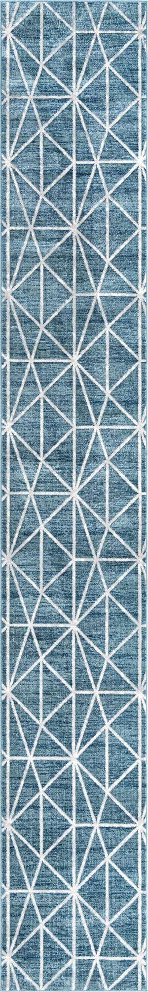 Blue 2' 11 x 19' 8 Matrix Trellis Runner Area Rug 100% Polyester Geometric Pattern Modern Carpet for Living, Dining, Bedroom, Office for Sale at Rug Engine