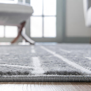 Gray 5' 3 x 5' 3 Matrix Trellis Octagon Area Rug 100% Polyester Geometric Pattern Modern Carpet for Living, Dining, Bedroom, Office for Sale at Rug Engine