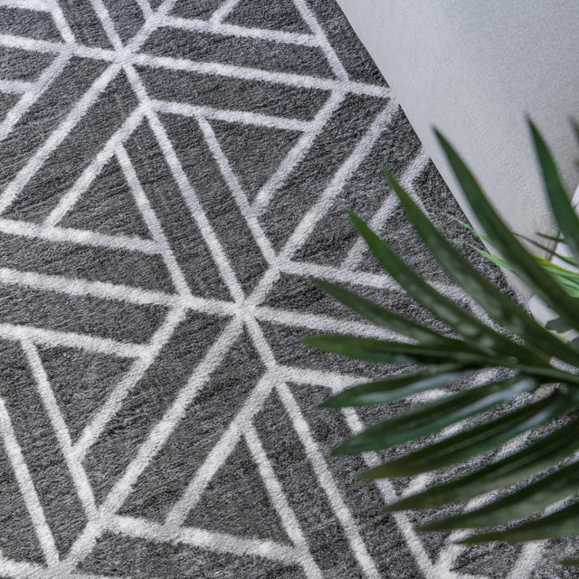 Gray 5' 3 x 5' 3 Matrix Trellis Octagon Area Rug 100% Polyester Geometric Pattern Modern Carpet for Living, Dining, Bedroom, Office for Sale at Rug Engine