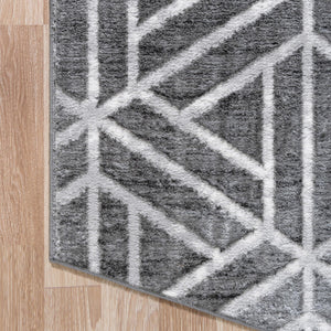 Gray 5' 3 x 5' 3 Matrix Trellis Octagon Area Rug 100% Polyester Geometric Pattern Modern Carpet for Living, Dining, Bedroom, Office for Sale at Rug Engine