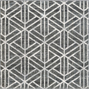 Gray 5' 3 x 5' 3 Matrix Trellis Square Area Rug 100% Polyester Geometric Pattern Modern Carpet for Living, Dining, Bedroom, Office for Sale at Rug Engine