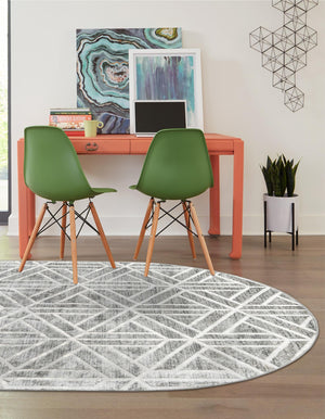 Gray 5' 3 x 8' Matrix Trellis Oval Area Rug 100% Polyester Geometric Pattern Modern Carpet for Living, Dining, Bedroom, Office for Sale at Rug Engine