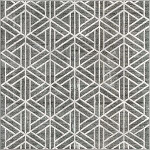 Gray 7' x 7' Matrix Trellis Square Area Rug 100% Polyester Geometric Pattern Modern Carpet for Living, Dining, Bedroom, Office for Sale at Rug Engine
